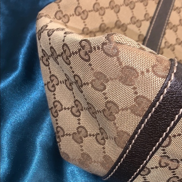 Gucci Brown and Green Monogram Tote Like New Authentic - Picture 4 of 15